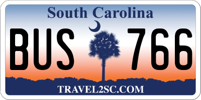 SC license plate BUS766