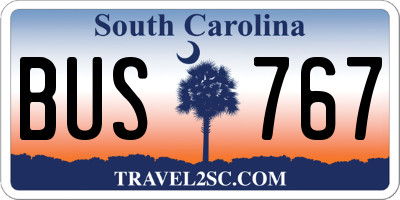 SC license plate BUS767
