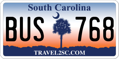 SC license plate BUS768