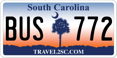 SC license plate BUS772