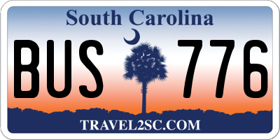 SC license plate BUS776
