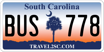 SC license plate BUS778