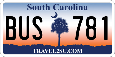 SC license plate BUS781