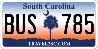 SC license plate BUS785