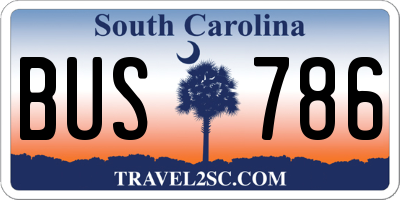 SC license plate BUS786