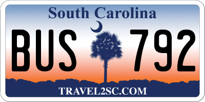 SC license plate BUS792