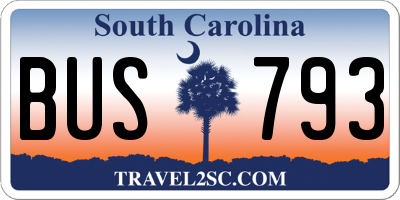 SC license plate BUS793