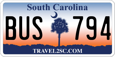 SC license plate BUS794