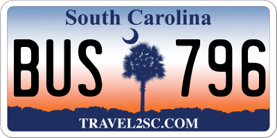 SC license plate BUS796