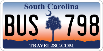 SC license plate BUS798