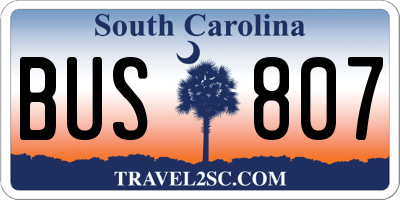 SC license plate BUS807