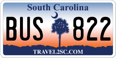 SC license plate BUS822