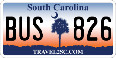 SC license plate BUS826