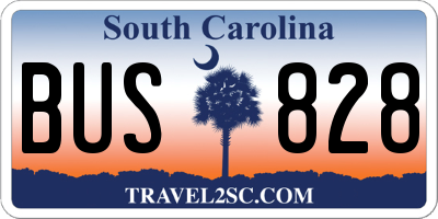 SC license plate BUS828