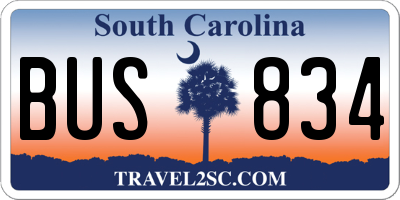 SC license plate BUS834