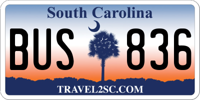 SC license plate BUS836