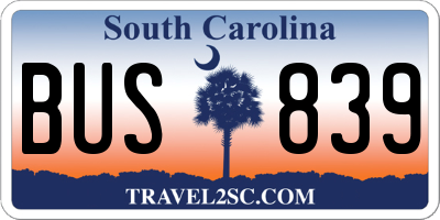 SC license plate BUS839