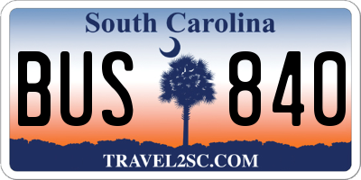 SC license plate BUS840