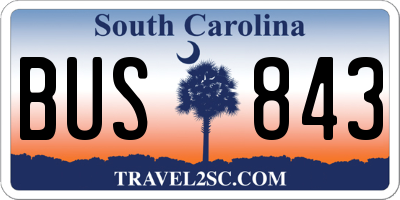 SC license plate BUS843
