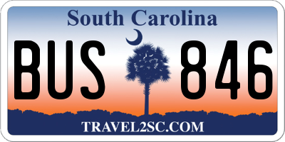 SC license plate BUS846