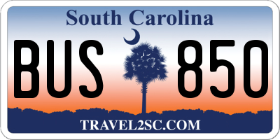 SC license plate BUS850