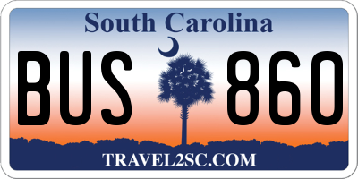 SC license plate BUS860