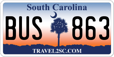SC license plate BUS863