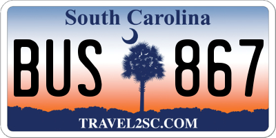 SC license plate BUS867