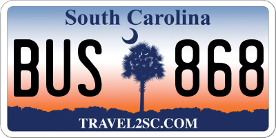 SC license plate BUS868