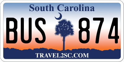 SC license plate BUS874