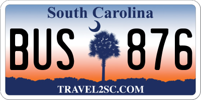 SC license plate BUS876
