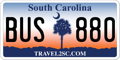 SC license plate BUS880