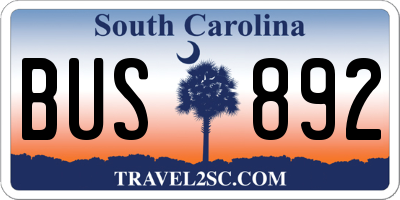 SC license plate BUS892