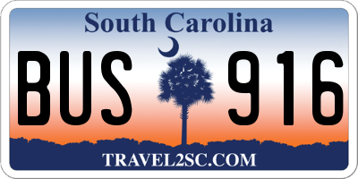 SC license plate BUS916