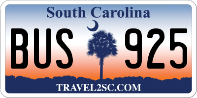 SC license plate BUS925