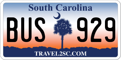 SC license plate BUS929