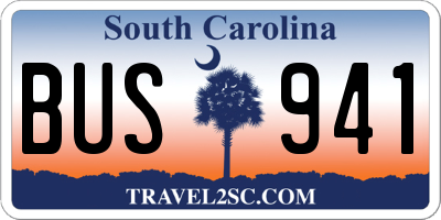 SC license plate BUS941