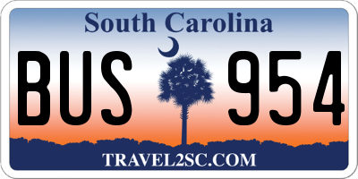 SC license plate BUS954