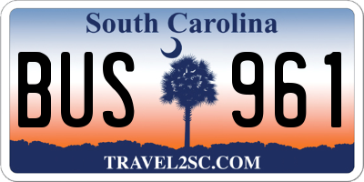 SC license plate BUS961
