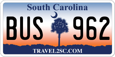 SC license plate BUS962