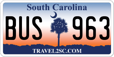 SC license plate BUS963