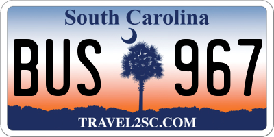 SC license plate BUS967