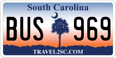 SC license plate BUS969