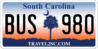 SC license plate BUS980
