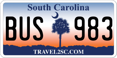 SC license plate BUS983