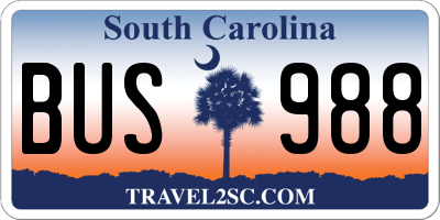 SC license plate BUS988