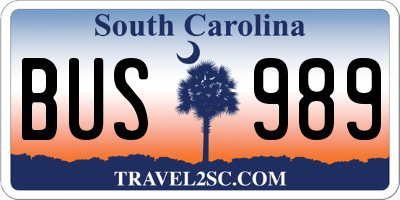 SC license plate BUS989