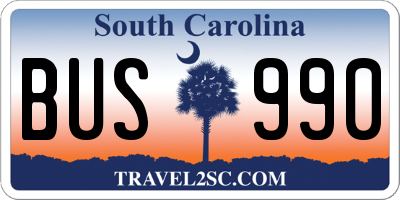 SC license plate BUS990