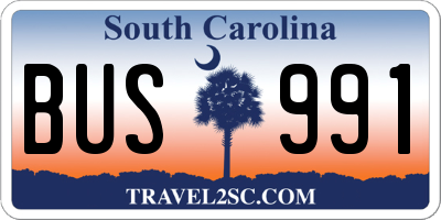 SC license plate BUS991