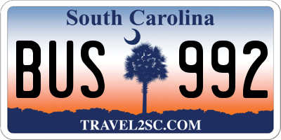 SC license plate BUS992